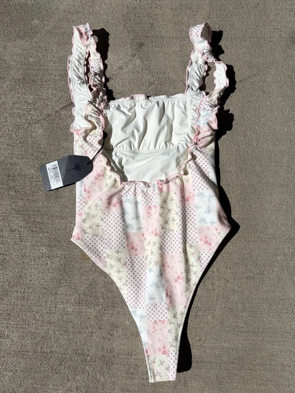 Frankie’s Bikinis x Sydney Sweeney 509 one piece swimsuit pastel patchwork NWT